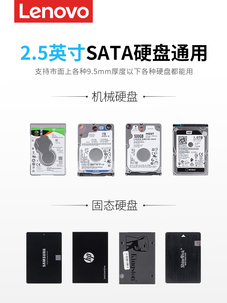 联想移动硬盘盒2.5寸USB3.0固态ssd机械硬盘壳电脑笔记本硬盘外接 - 图1