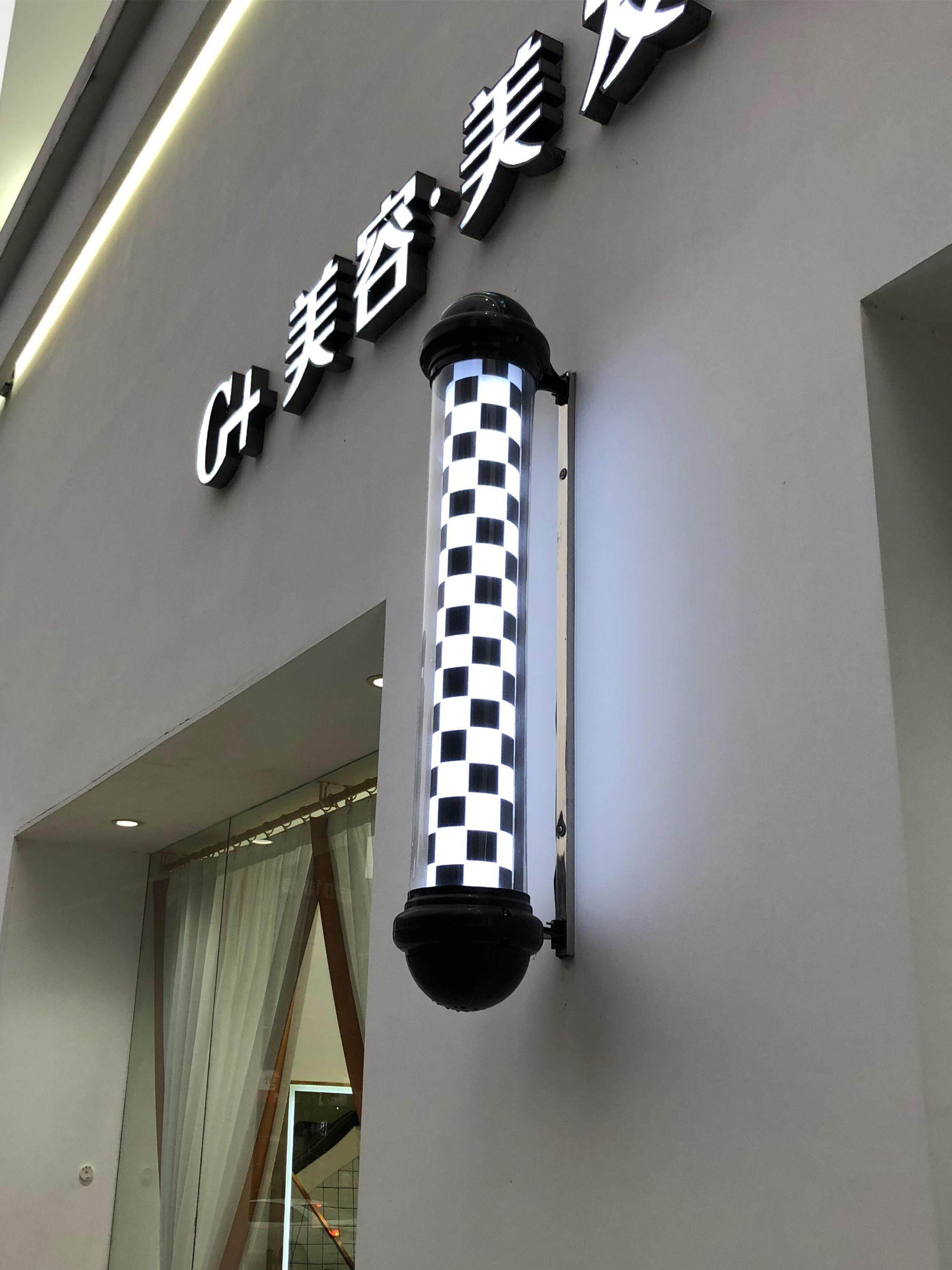 美发转灯理发店led圆形广告转灯壁挂复古发廊灯箱户外挂墙防水