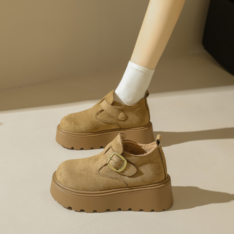 厚底增高7CM小个子勃肯鞋女加绒2025新款冬季乐福鞋一脚蹬二棉鞋,淘宝优惠券,粉丝福利购,淘宝优惠卷