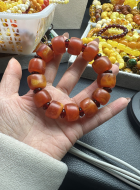 老红蜡墩墩手串 隔片血珀 男女款