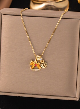 2025新款钛钢锆石项链女高级时尚个性百搭气质微镶铜吊坠饰品批发