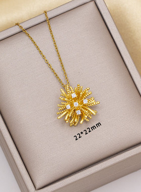 项链女小众设计爆款蒲公英吊坠耳钉高级轻奢 电镀18K金气质锁骨链