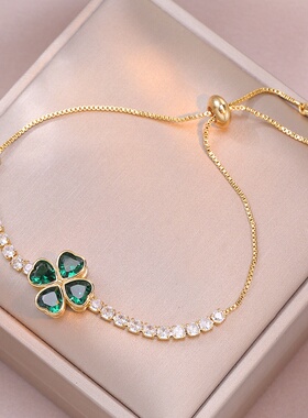 项链女跨境祖母绿爱心锆石套装跨境旋转桃心戒指手链套装锁骨链