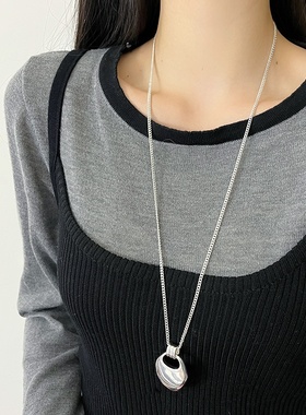 日韩博主fever同款马鞍包长款项链女轻奢小众毛衣链高级感配饰品