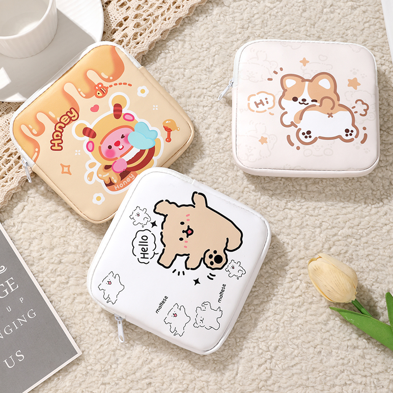 可爱小狗卡通姨妈巾收纳包大容量学生便携女生月事包包卫生巾小袋 - 图2