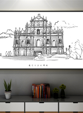 建筑素描风景速写水彩画