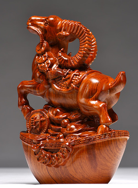 雕刻十二生肖家居客厅属羊工艺品