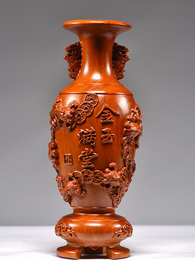 花梨木雕金玉满堂摆件红木工艺品