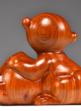 花梨木雕猴子摆件十二生肖猴实木头猴属猴家居办公装饰工艺品送礼