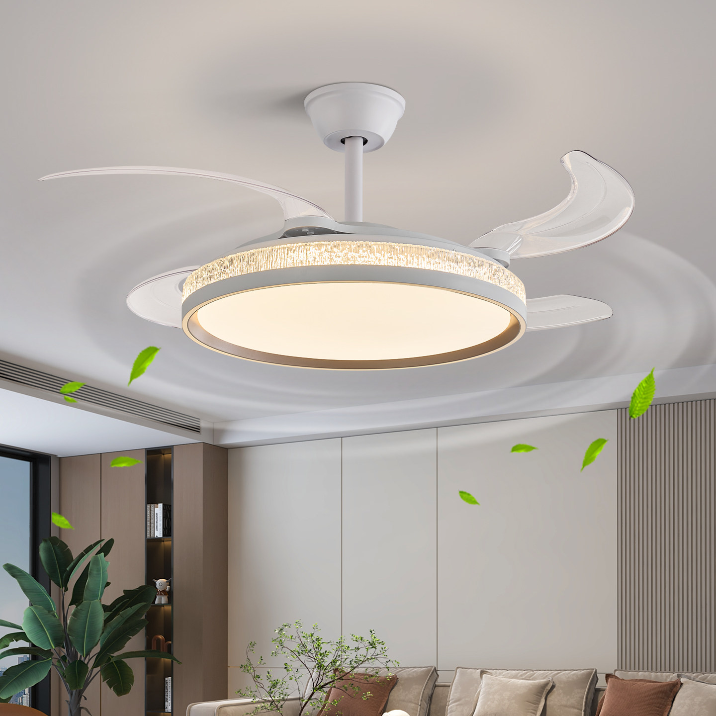 现代简约风扇灯客厅餐厅吊灯护眼LED吊扇灯电扇家用灯具,淘宝优惠券,粉丝福利购,淘宝优惠卷