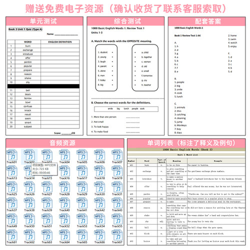 进口原版新版 1000Basic English Words 1/2/3/4级全套KET核心词汇教材常见词英语1000词小学英语单词大全教辅书适用图解单词词典-图2