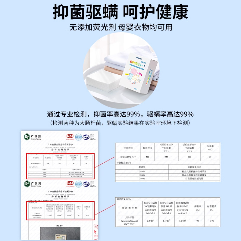 KINBATA日本防染色洗衣纸衣服吸色片洗衣机母片防串色洗衣片5盒装