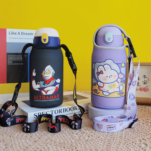 迪士尼儿童保温杯套保护套通用580 600 650ml水壶水杯套手提斜挎 - 图0
