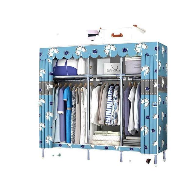 Free assembly steel pipe frame Full steel frame Household cloth wardrobe Household bedroom assembly storage cabinet Steel pipe thickened