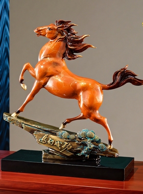 马到成功红色铜马摆件开业贺礼