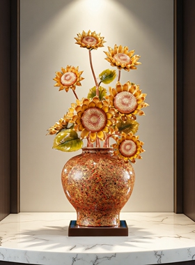 蒸蒸日上向日葵全铜摆件开业贺礼