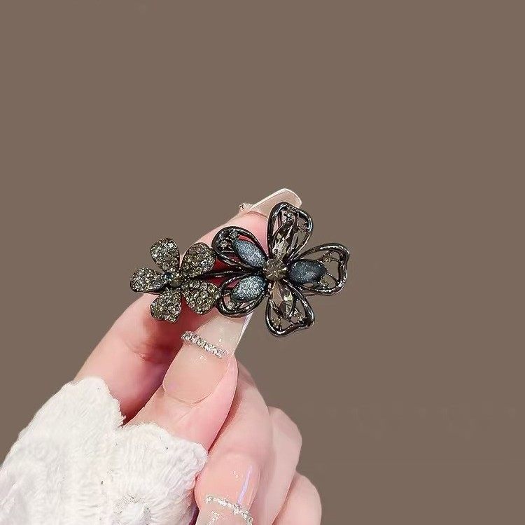 新款水钻琉璃花朵发夹女气质侧边刘海夹高级感发卡碎发鸭嘴夹头饰,淘宝优惠券,粉丝福利购,淘宝优惠卷