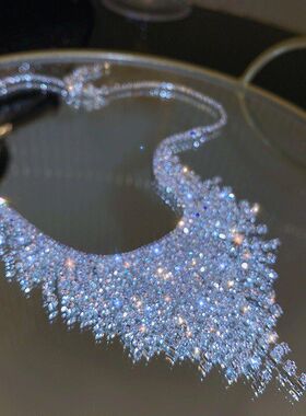 欧美风时尚个性潮设计镶钻流苏项链复古宫廷风ins网红气质项饰女