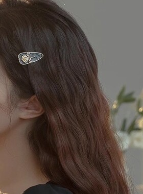 玫瑰礼~黑色花朵小发夹 迷你侧边夹小号前额刘海夹子仙女发卡头饰