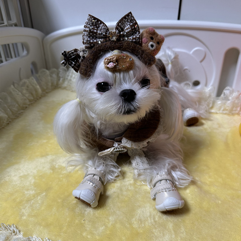 奇可家 DJJ哑光小皮鞋宠物雪地靴狗鞋泰迪比熊狗狗鞋子宠物春秋鞋 - 图0