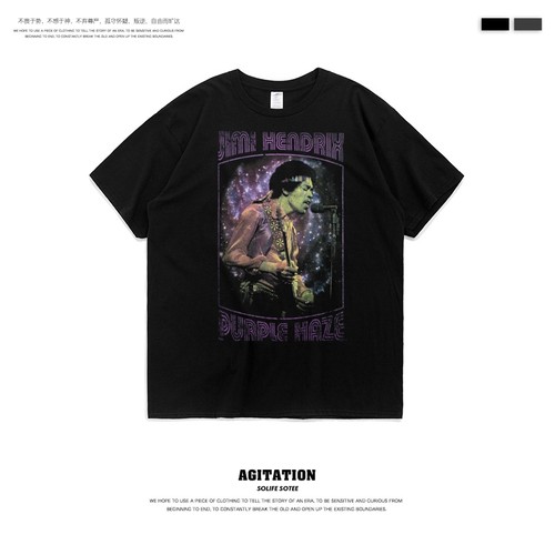 欧美潮牌t恤短袖男女ins潮半袖联名吉米亨德里克斯Jimi Hendrix - 图3