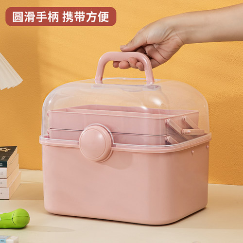 保联美术生三层工具箱家用毛笔书法收纳箱颜料图画多功能收纳盒 - 图1