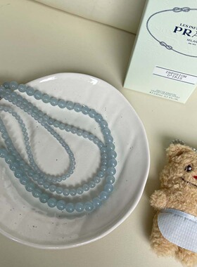 夏日清爽水蓝手工串珠项链