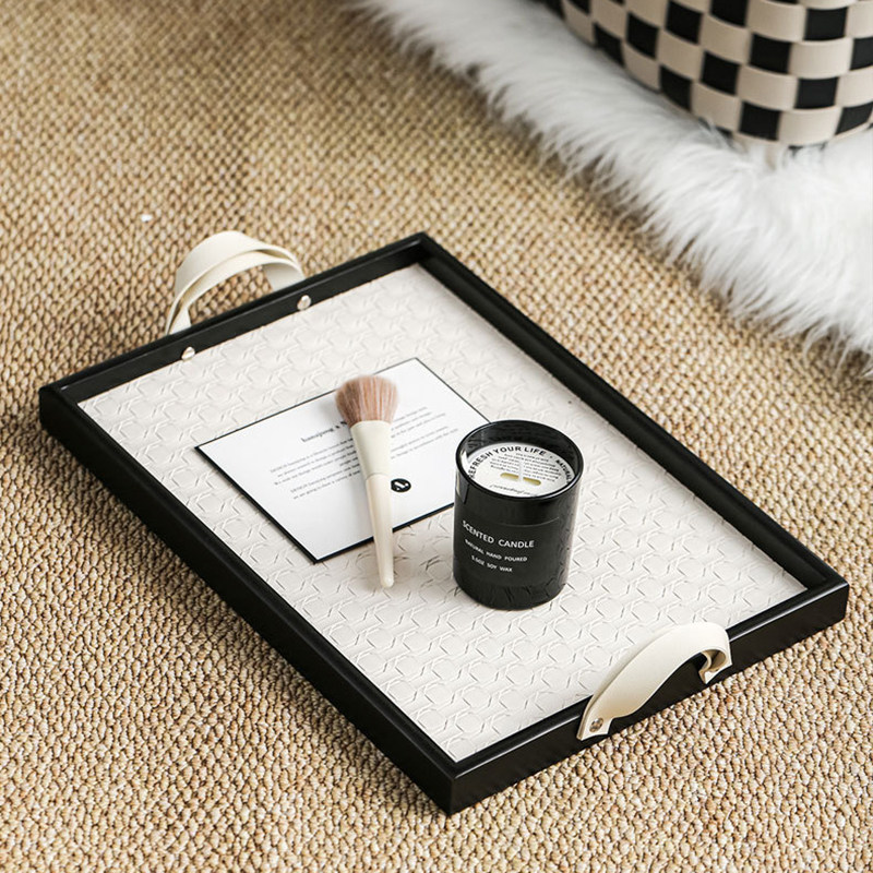 高级感轻奢皮革玄关钥匙收纳盒首饰化妆护肤品酒店香薰茶整理托盘,淘宝优惠券,粉丝福利购,淘宝优惠卷