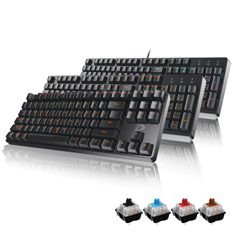 达尔优DK100学生机械键盘有线黑轴青轴红轴茶轴有线87键游戏办公 - 图0