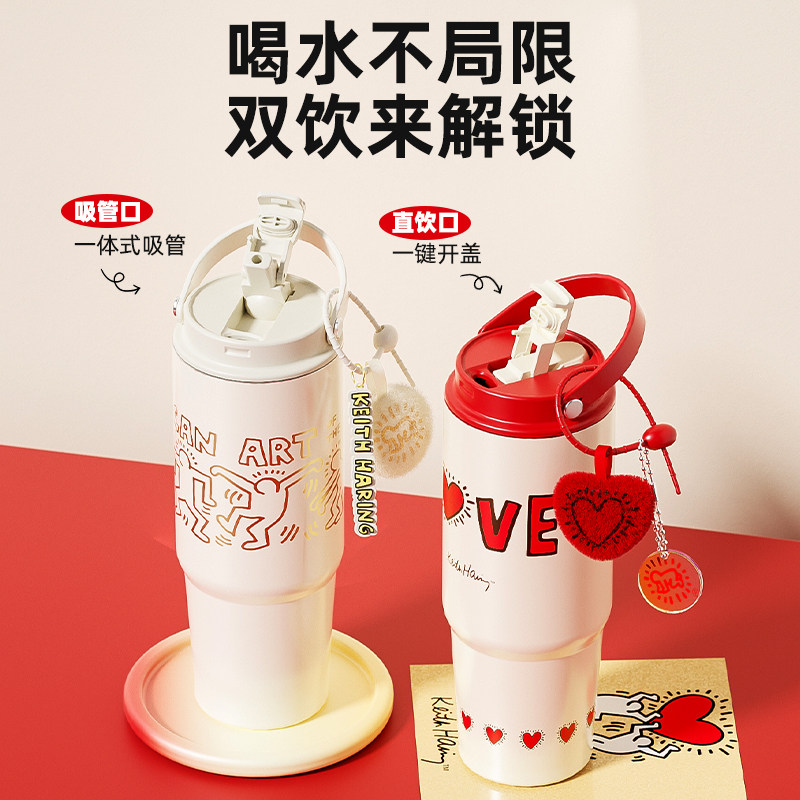 GERM保温杯大号大容量女生吸管水杯巨无霸杯子礼物便携水壶冰霸杯
