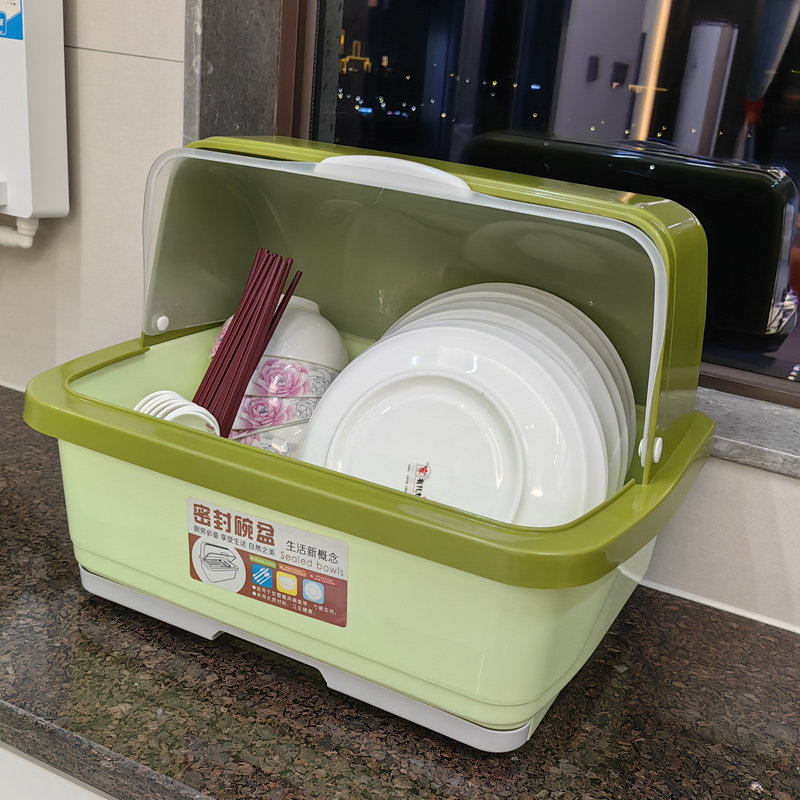 大号碗柜碗碟厨房放碗筷收纳盒带盖收纳箱碗盘沥水篮子装碗筷防尘,淘宝优惠券,粉丝福利购,淘宝优惠卷