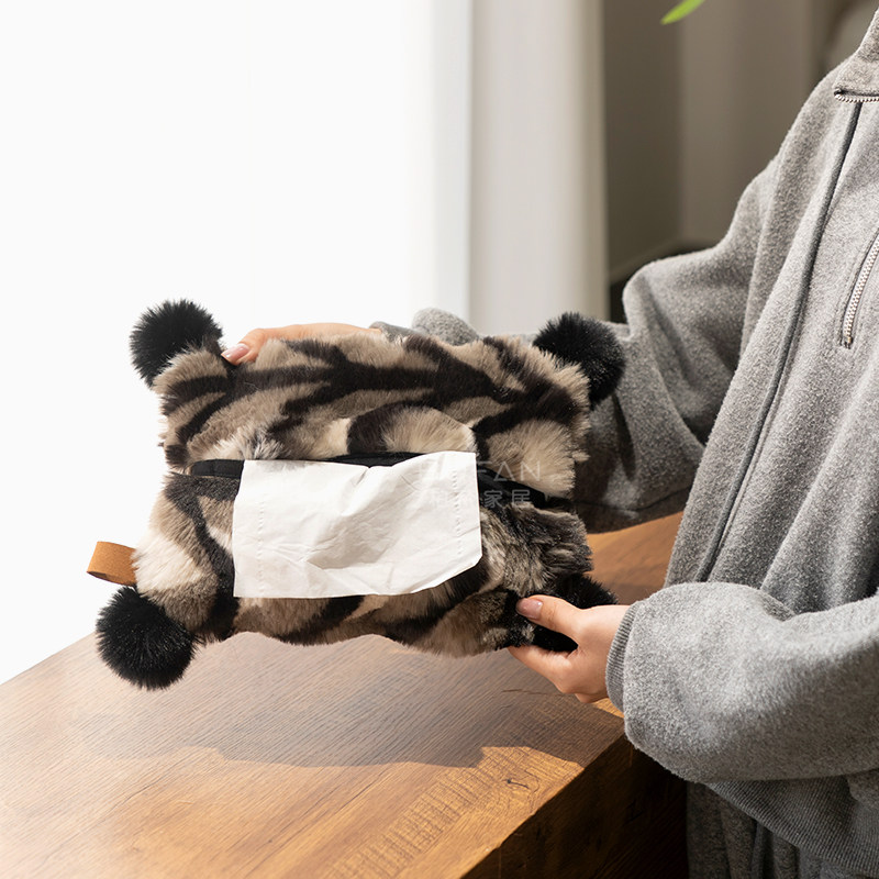 柏梵兔毛纸巾盒创意可爱毛绒抽纸盒客厅桌面装饰摆件车载纸巾挂包,淘宝优惠券,粉丝福利购,淘宝优惠卷