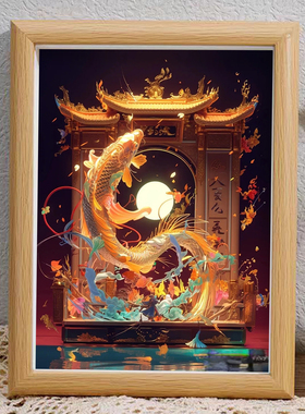 鱼跃龙门挂画装饰画高考金榜题名