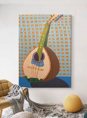尤克里里极简风格小众艺术客厅背景墙装饰画沙发壁画卧室玄关挂画