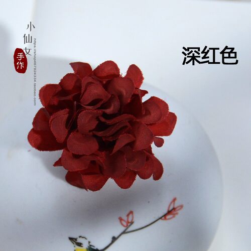 中号绣球花3.5cmdiy娃娃二次元唐宋迷你带针发簪绢花发饰配件 - 图1