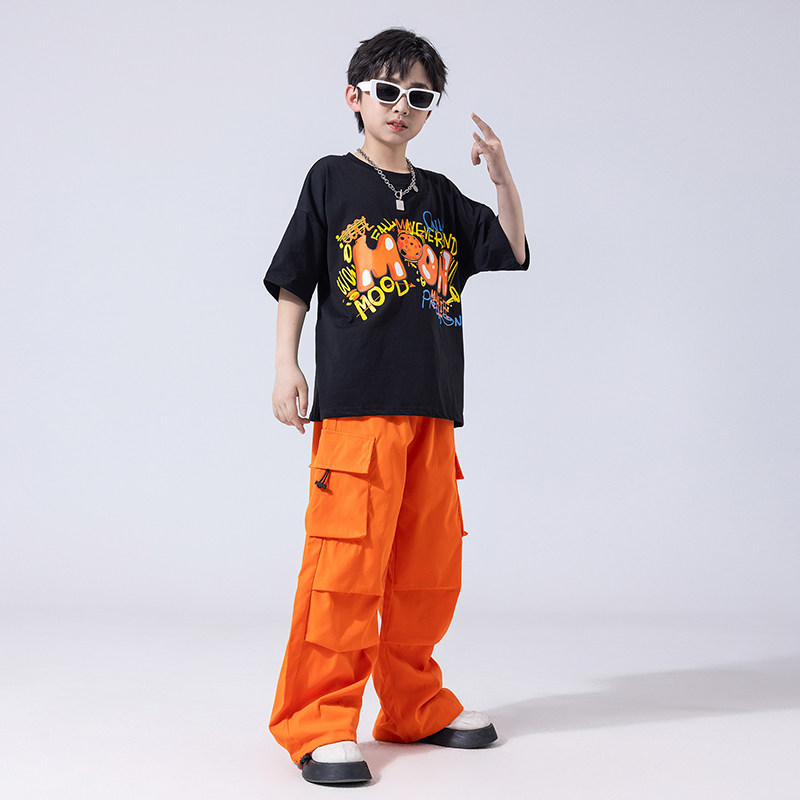 街舞儿童潮服演出服男童套装hiphop童装嘻哈T恤女架子鼓爵士舞夏,淘宝优惠券,粉丝福利购,淘宝优惠卷