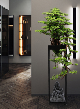 新中式仿真树招财店面