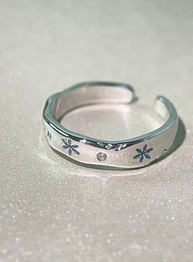 S925纯银冷淡风ins花朵造型戒指