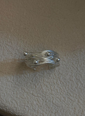 S925纯银韩系不规则多层缠绕戒指