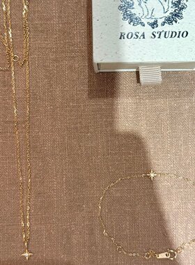 中古老钱风金色星芒吊坠项链女款
