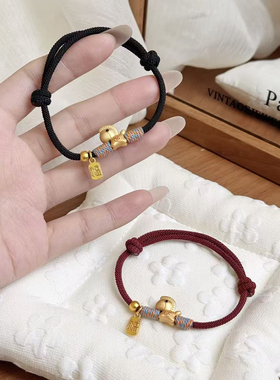 纯银马年本命年小马情侣红绳手链