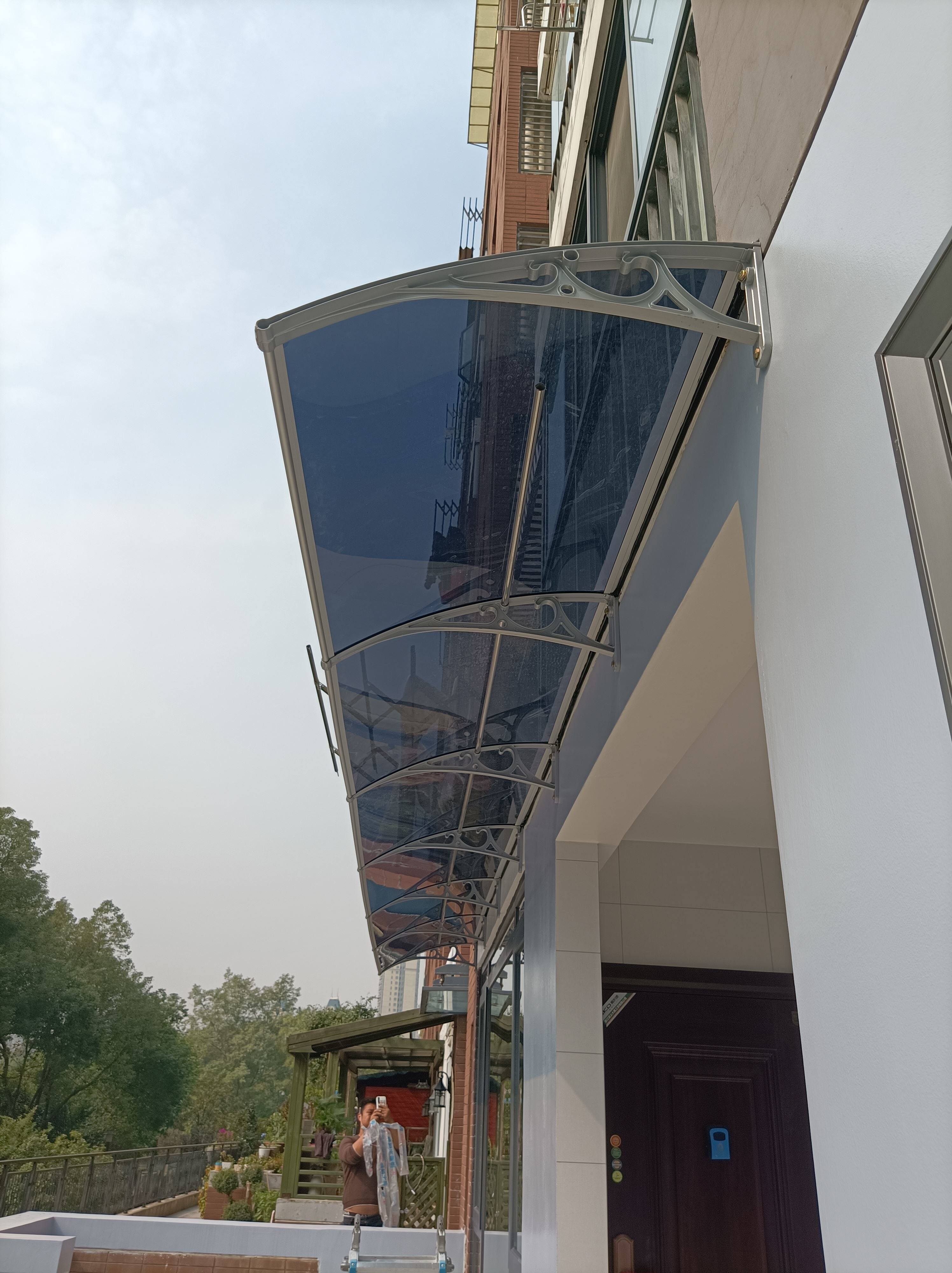 武汉铝合金户外遮阳无声雨棚支架耐力板窗户挡雨篷露阳台空调雨搭
