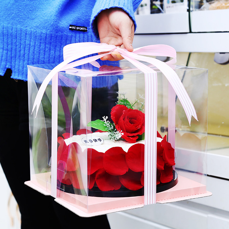 全透明生日蛋糕盒子包装盒4 6 8 10 12寸双层加高慕斯烘焙包装盒,淘宝优惠券,粉丝福利购,淘宝优惠卷