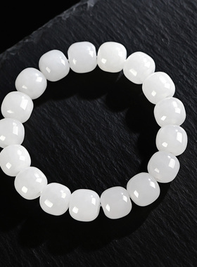 羊脂玉白玉老型珠玉石手链