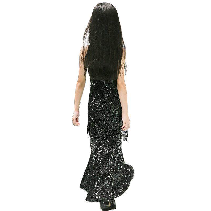 23儿童吊带裙女童黑色演出服时尚开叉拉丁舞蹈服装小模特走秀礼服,淘宝优惠券,粉丝福利购,淘宝优惠卷