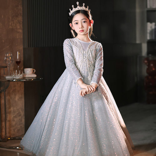 女童公主裙儿童走秀连衣裙公主生日礼服小提琴演出服钢琴演奏礼服 - 图3