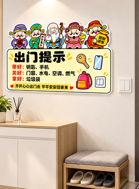 【出门提示牌墙面装饰】财神贴画