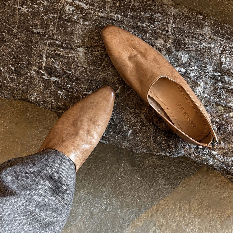 杏头坡跟橡胶胶粘工艺头层猪皮深口单鞋,淘宝优惠券,粉丝福利购,淘宝优惠卷