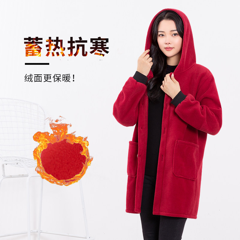 冬天保暖成人罩衣绒面男女纯色家用厨房围裙厚外套加绒工作服大褂,淘宝优惠券,粉丝福利购,淘宝优惠卷