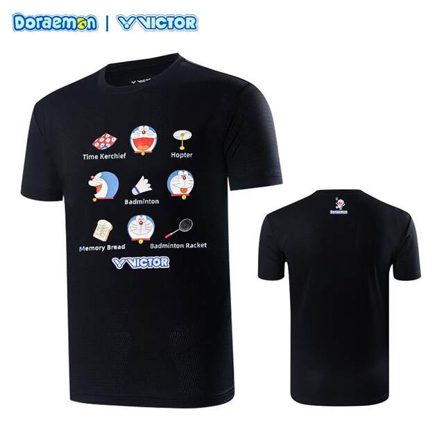 Victor Victory 2025 Doraemon joint new badminton clothing children's sports summer easy-drying T-501JR